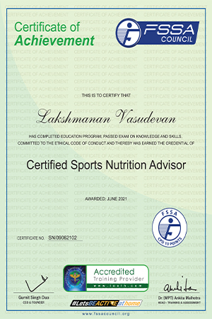 Certified sports nutrition advisor